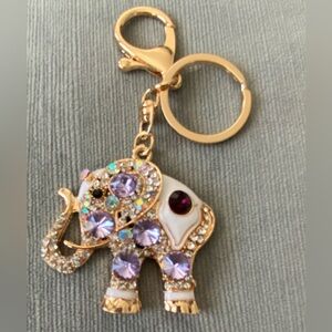 NEW crystal gem elephant,quality jewelry, keychain bag charm,gold clasp,4.5”long